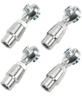 Heavy Duty 5/8 Inch Chromoly Heim Joint Rod End Kit with Right and Left Hand Threads and Tube Adapters, set of four stainless steel ends.