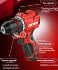 Kickass 12V Brushless Cordless Drill Driver With 3Ah Rechargeable Battery And Variable Speed Control showing upgraded design features.
