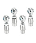 Four Pack 5/8 Inch 18 Thread Heim Joint Rod End Suspension Kit With Spacers For Steering Rack Mods showing chromoly steel joints.