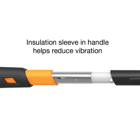 Close-up of IsoCore 16 Lb Sledge Hammer handle showing insulation sleeve for shock reduction, designed for vibration control.
