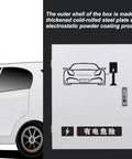 Universal EV Charger Station Cover With Drip Proof Weather Guard And No Fuss Cable Cleanup Plus Heavy Duty Combo Lock For Secure Underground Parking Lot Storage, steel shell box with charging icon.