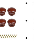 Heavy Duty Round Wood Drawer Knobs For Dressers And Cabinets, Slick Red Brown Finish With Hassle Free Mounting Screws, Pro Level Furniture Pull Handles Set Of Ten displayed with painted finish and mounting screws.