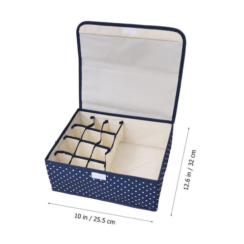 Kick Clutter To The Curb With This Hella Tough Waterproof Oxford Cloth Underwear Storage Box Featuring 13 Roomy Grids ideal for organizing lingerie.