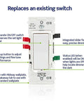 Smooth Ride Rocker Dimmer Switch For LEDs And Incandescents 150 Watt Single Pole Or Three Way Two Pack White with integrated slider and LED.