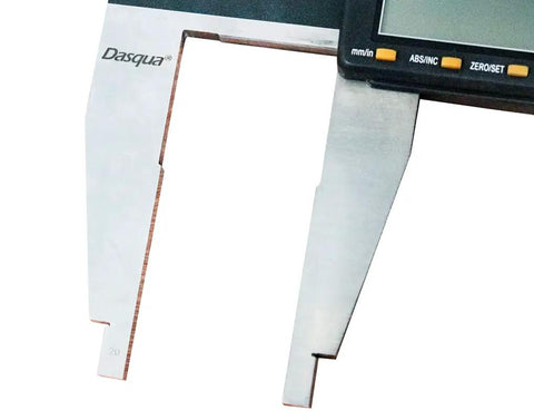 Heavy Duty Digital Caliper Delivers Zero To 1500 Millimeter And Zero To Sixty Inch Range With Tough Stainless Steel Body jaw detail at 20mm