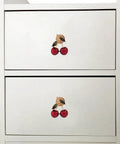 Dope Red Cherry Cabinet Knobs Pack For Kitchen Drawers And Dressers, Sturdy Zinc Alloy Furniture Pulls With Quick Single Hole Installation on white dresser.