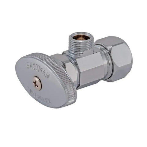 Multi-Turn Angle Stop Valve With Nut And Sleeve Chrome Plated 3/8 Inch OD To 5/8 Inch OD DIY Friendly Install Shutoff For Home