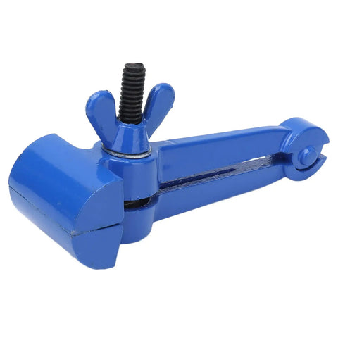 50mm Hand Vise For Machinists And DIYers, Cast Steel Clamp Tool With Locking Jaw And Non Slip Grips, Precise Clamping For Lightweight Workpieces, Great For Maintenance, Milling, And Small Scale Projects. Blue 50mm hand vise with locking jaw and threaded clamp