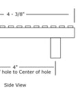 Line drawing dimensions of Straight Up Premium Set Of 2 Red Build On Brick Drawer Pulls Compatible With Interlocking Building Bricks.