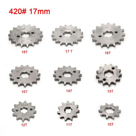 Different sizes of 420 10 Tooth 17mm Chain Sprocket with Buckle for Dirt Bikes Go Karts ATVs Pit Bikes Mini Bikes Mopeds
