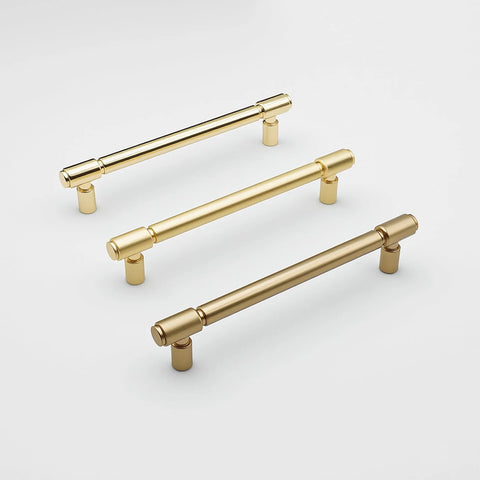10 Pack Brushed Gold Cabinet Pulls 5 Inch Hole Center 128mm Brushed Brass Handles for Drawer Dresser with Solid Zinc Alloy
