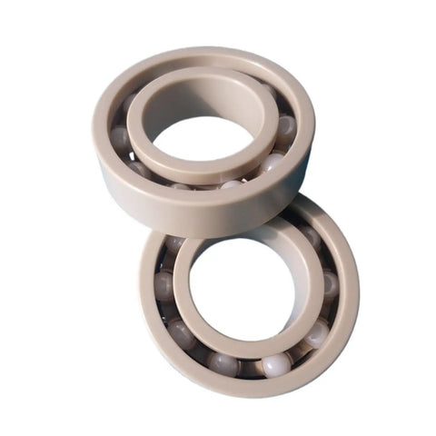 Precision Miniature Ball Bearings 7X22X7MM High Speed Rotation Low Vibration Noise Micron Tolerance 100 Piece Set showing two beige units.
