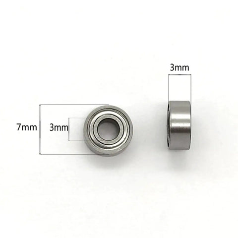 Pro Spec Stainless Steel S683ZZ Deep Groove Ball Bearings 3X7X3 mm shown with measurements for precision motion components.