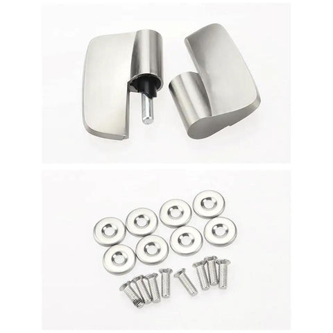 Heavy Duty 304 Stainless Steel Two Piece Automatic Closing Glass Shower Hinges With Brushed Finish Detachable Design and screws.