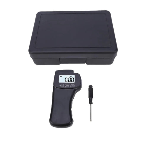 Portable Digital Force Gauge And Push Pull Tester Offers A Plug And Play Experience For Measuring Tension And Pressure Up To Eleven Pounds With Dead On Accuracy For Weekend Warriors in black case with screwdriver.