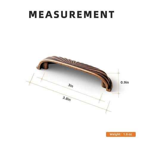 Kick Off A Fresh Kitchen Glow With A Tight Vintage Vibe Solid Zinc Build That Takes The Daily Grind Like A Champ Three Inch Hole Spacing Antique Copper Cabinet Pulls In A Handy Six Piece Set For Stress Free Drawer Makeovers, measuring 3 inches with a decorative design.