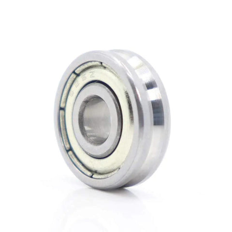 Workhorse Grade V Groove Sealed Ball Bearings crafted for pulley wheel, 5mm inner diameter, smooth rolling surface.