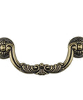 Snag This Ultra Slick Set Of Heavy Duty 5 Inch Vintage Drop Bail Cabinet Pulls Antique Bronze Zinc Alloy Dresser Hardware Rustic Kitchen Furniture Knobs 4 Pack Top Shelf Quality handle close-up showing floral design and antique finish.