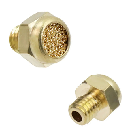 Brass Exhaust Muffler Flat Type M5 Thread Pneumatic Tools And Valves 10 Pack Quiet Noise Reduction close-up view showing threaded design