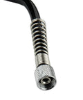 Close-up of 1/8 Inch BSP female fitting on 3 Meter PU Coil Air Hose for airbrush and spray painting.