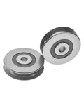 Heavy Duty U Groove V Pulley Wheel Roller For Sliding Doors Easy Swap Smooth Glide Built Tough Direct Replacement 8Mm Bore 50 By 13Mm Track Hardware For Glass Aluminum And Drawer Systems, two stainless steel pulley wheels.