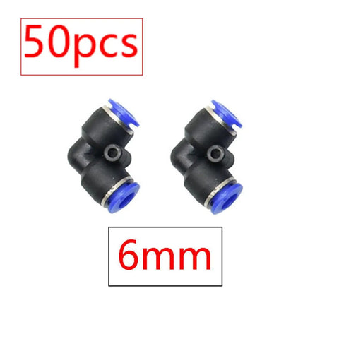 All-In-One Garden Hose Fittings Kit With Twenty Five And Fifty Pieces No-Fuss Quick Connectors For One Half And Three Quarter Inch Hoses Includes Straight Head Elbow Tee Plug Diverter For 6mm And 8mm Tubing Yellow Leak-Free, 50pcs 6mm elbow fittings