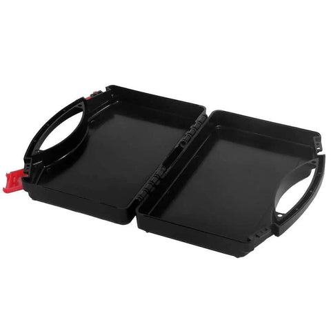 Hardcore 12 Inch Hard Shell Case With Pluck Foam Custom Insert showing open black organizer with handle for tools.