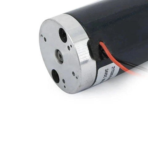 Close-up of Built Tough DC Geared Motor For Wheelchairs And Industrial Power Systems 12V 24V High Torque Electric Gearbox.