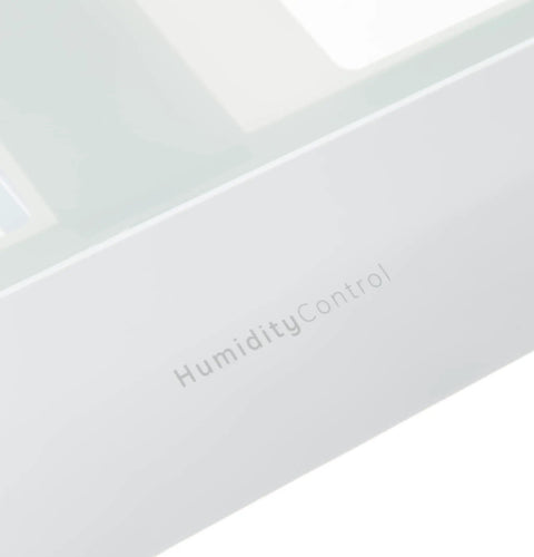 Close-up of Vegetable Pan Cover Assembly For Refrigerator Replacement Part Easy Swap For Compatible Refrigerator Models PFSS6PKXSS PFSS6PKWASS with Humidity Control feature.