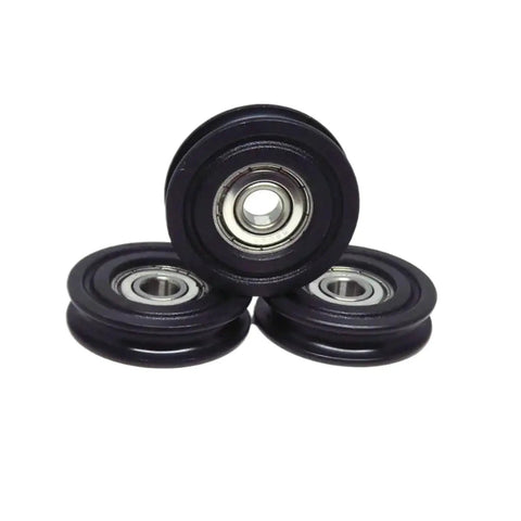Rock Solid 2 Pack Delrin Pom Bearing Wheels With Slick Nylon Track Guide Rollers 8 mm Bore 40 mm Diameter Idler Pulleys stacked view