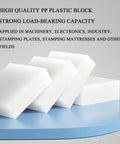 High Strength Pp Plastic Reusable Support Pads Built Like A Tank For Shop Floors And Rigging Jobs Plus Anti Vibration Shims 100X200mm leveling blocks on blue surface.