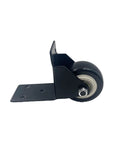 Side view of 2 Pack Black Side Mount Casters With L Plate 2 Inch Fixed Non Swivel Wheels Silent Replacement For Luggage Furniture Doors Gates Includes 10 Mounting Screws Iron Rubber Construction with black iron and rubber construction