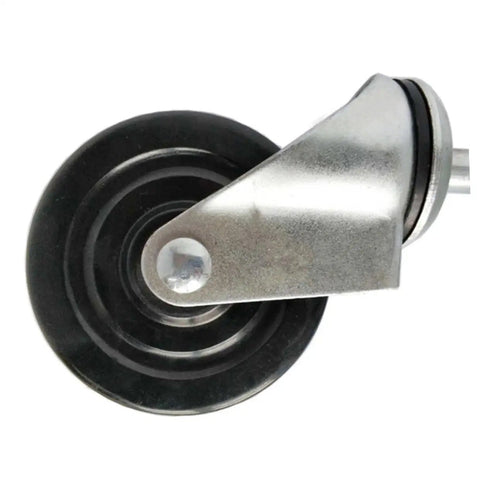 Badass 4 Inch Rubber Gate Wheel Caster Featuring An Adjustable Spring Bracket for smooth rolling on sliding gates.