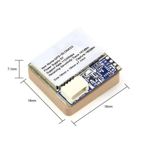 GPS Mini Module For M80 Drones Supports GPS GLONASS Galileo QZSS SBAS BDS FPV RC Racing Drone Accessory Real Time Position Tracking Remote Monitoring Replaceable Part, showing dimensions and components.