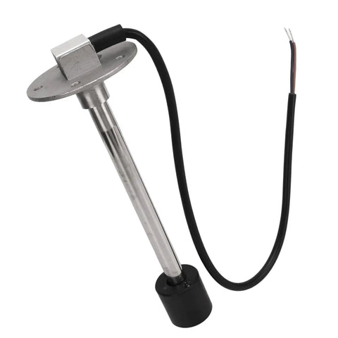 Heavy Duty Marine Fuel Sender Unit With Fifty Two Millimeter Gauge And 316 Stainless Steel Tank Monitor For Boats, showing durable design and wiring.
