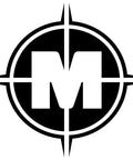 Black and white compass logo with letter M at center, representative of Straight Line Muzzleloader Capper For 11 Caps With Solid Brass Construction Spring Loaded Cap Tube Holds Up To 15 Caps Delivers Fast No Fuss Cap Dispensing And Prevents Tipping Or Jamming In Field And Range Use