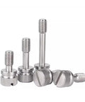 M5X10MM Stainless Steel Captive Panel Screws With Knurled Shoulders And Slotted Drive, showing various sizes and shapes in a pack.