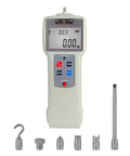 Top Shelf Digital Force Gauge 1000N Push Pull Meter With LCD Screen, includes attachments for mechanical tension testing.