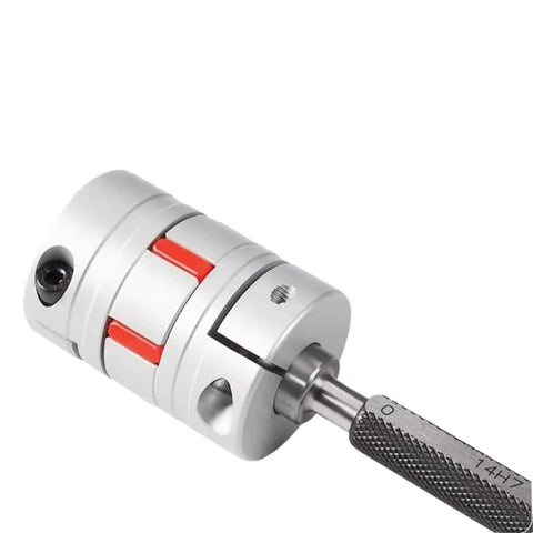Premium Aluminum Jaw Shaft Coupler With Flexible Plum Design For D45 L55 showcasing a solid metal joint for motor alignment.