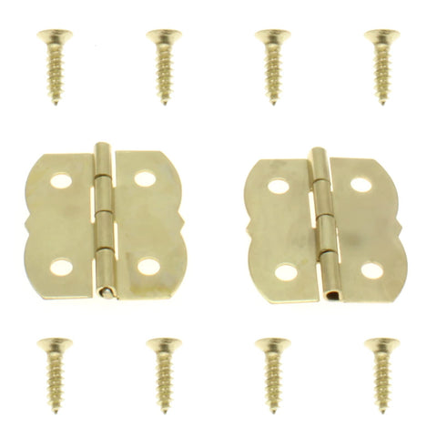 Retro Old School Duckbilled Toggle Hasp Latch With Heart Shaped Padlock And Antique Mini Folding Hinges Kit In Gold Finish Includes Mounting Screws