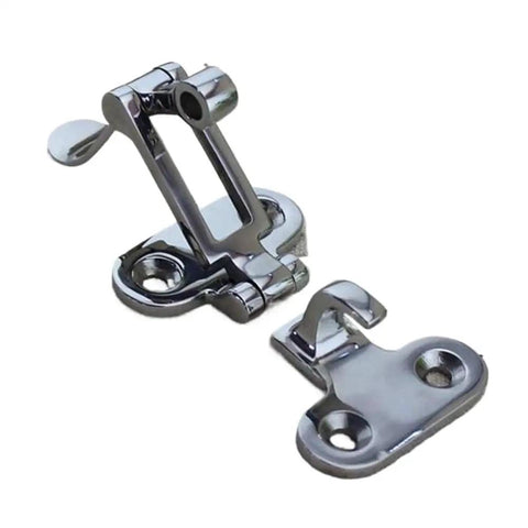 Heavy Duty Marine Grade 316 Stainless Steel Anti Rattle Hasp Latch With Swivel Eye And Toggle Lock To Keep Your Boat Doors And Hatches Rock Solid Without Any Wiggle Room Pack Of Two, showing chrome finish.