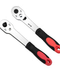 Heavy Duty One Quarter Inch Ratcheting Wrench Set Forged From Durable Carbon Steel for tight spaces with rubber grips.