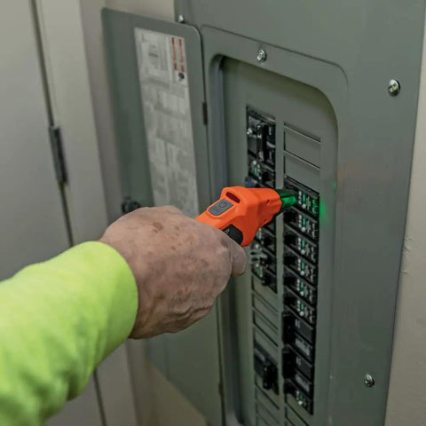 Using AC Circuit Breaker Kit With GFCI Digital Circuit Breaker Finder Non Contact Voltage Tester Pen in panel for checks