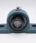 Top Shelf 1 1/4 Inch Pillow Block Ball Bearing Housing With Rock Solid Locking Collar, cast iron material for heavy machinery use.