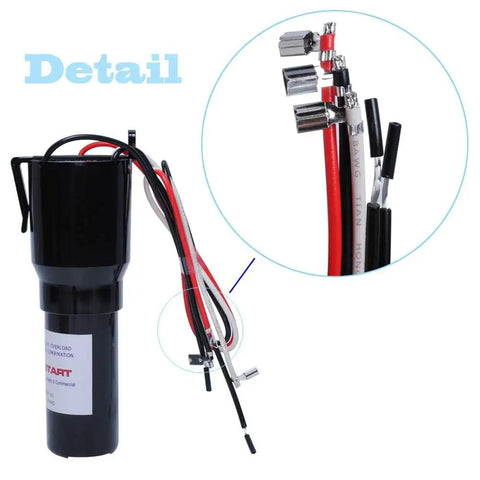 Detail view of Dead Simple 3 In 1 Hard Start Kit for Refrigerators and Freezers with relay and wire connections.