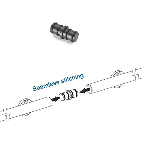 Connector piece for Retractable Sliding Barn Door Ladder Hardware Kit With Full Track Set, shown with installation diagram.