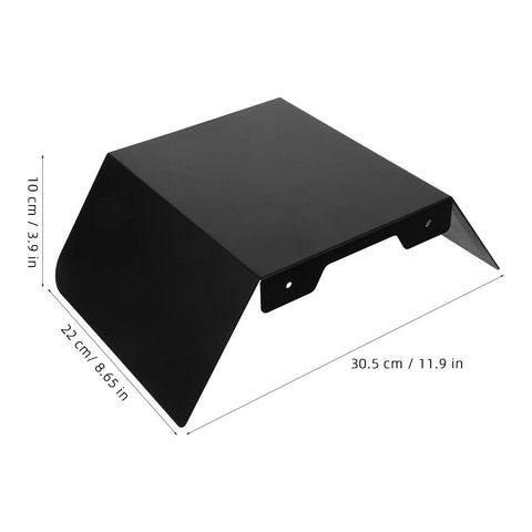 Heavy Duty Aluminum Wall Mount EV Charging Station Rain Shield Weatherproof Canopy in black, dimensions 30.5cm x 22cm x 10cm.