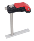 Two Piece Stainless Steel Hold Down Clamps Featuring Slick Quick Release Lever For Bench Dog Tslot Rack, showing quick release lever and steel base.
