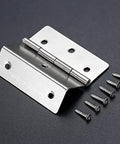 Close-up of Ten Pcs 59mm Three Folding Cabinet Door Hinges Set For Vintage Furniture And Jewelry Boxes with screws on dark surface.