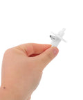 Hydrogen Oxygen Machine Flow Control Valve with Leakproof Seal held in hand, white durable plastic housing for lab or home use
